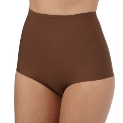 Brown firm control high waist briefs